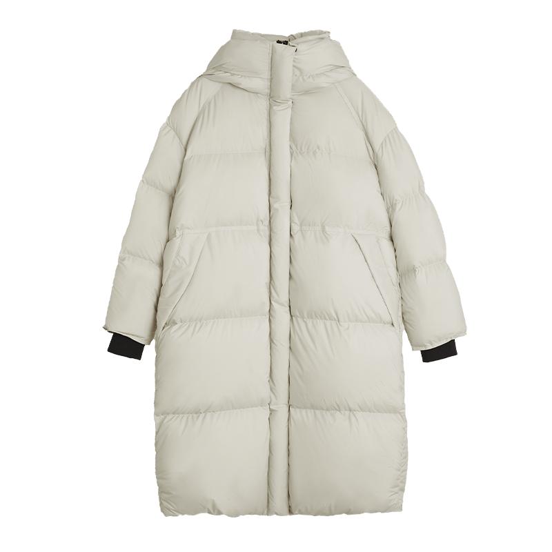 ELLE中长款连帽羽绒服
