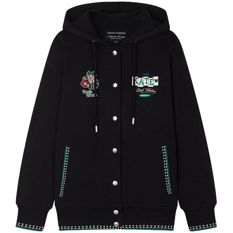 TeenieWeenie小熊奥莱美式连帽插肩袖宽松卫衣开衫外套撞