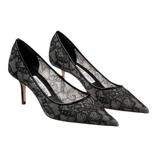 JIMMYCHOO/LOVE黑色蕾丝高跟鞋
