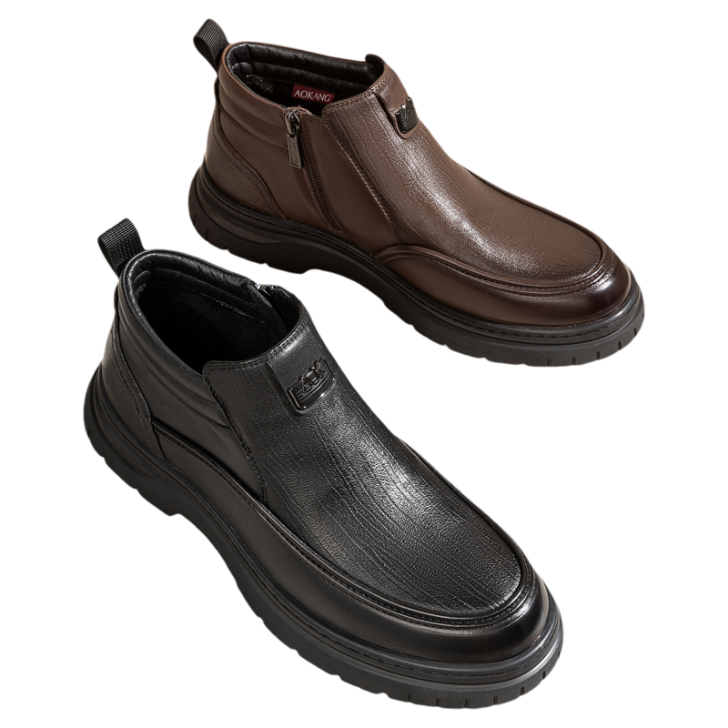 奥康 2025冬季新款男鞋乐福鞋加绒豆豆鞋保暖防滑防水棉鞋高帮鞋,流行男鞋,乐福鞋（豆豆鞋）,淘宝优惠券,粉丝福利购,淘宝优惠卷