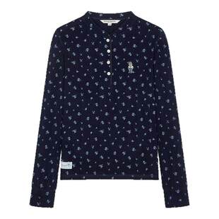 打底衫 TeenieWeenie小熊女装 半开襟温柔宽松时尚 T恤秋季 长袖