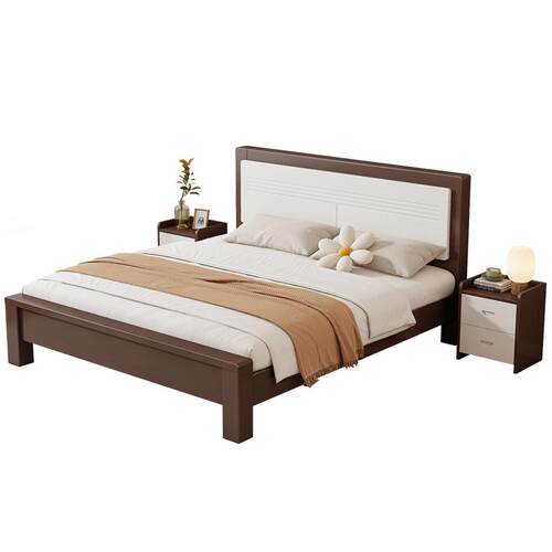 简约双人承重升级实木床