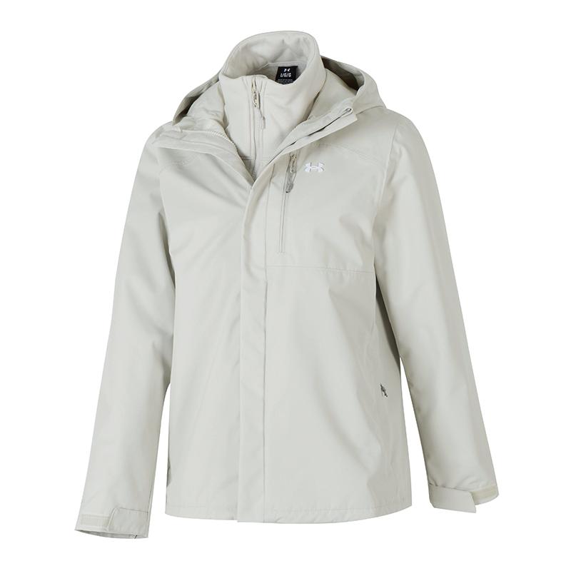 安德玛外套女装官方正品秋冬户外健身跑步白色三合一夹克冲锋上衣