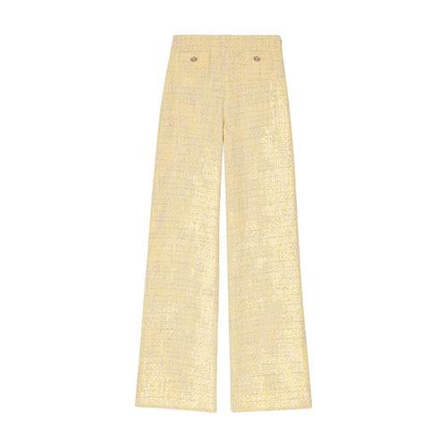 Maje法式多巴胺黄色长裤裤