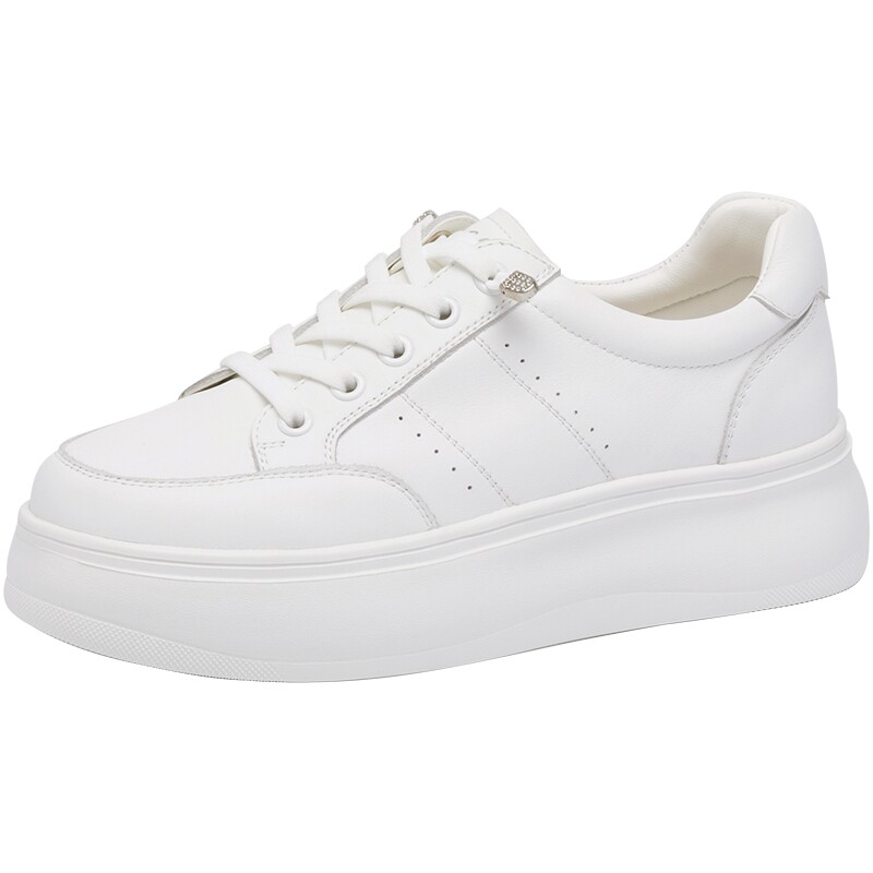 沙驰女鞋松糕底厚底轻便小白鞋女26春夏新款学院风板鞋运动休闲鞋