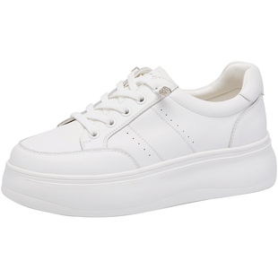 沙驰女鞋松糕底厚底轻便小白鞋女26春夏新款学院风板鞋运动休闲鞋