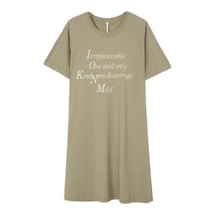 安之伴薄款 字母印花宽松纯棉家居服睡衣 睡裙女夏季 可外穿圆领短袖