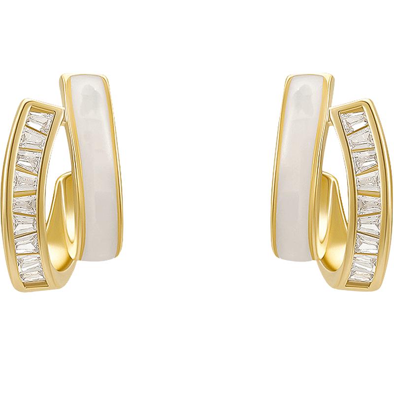 金色精致百搭纯银耳钉女