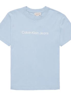 CK Jeans26夏季新款女士印花字母纯棉针织圆领休闲短袖T恤上衣