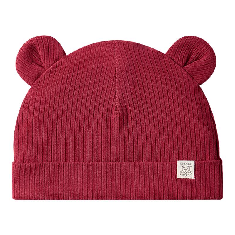 【新品】嫚熙婴儿帽子新生儿红色小月龄胎帽无骨帽宝宝护囟门帽