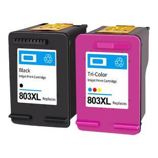 适用惠普HP DeskJet 2132打印机墨盒803墨水盒黑色彩色可加墨连喷3630 2130 2131 1110 1112  2621 2622 2623