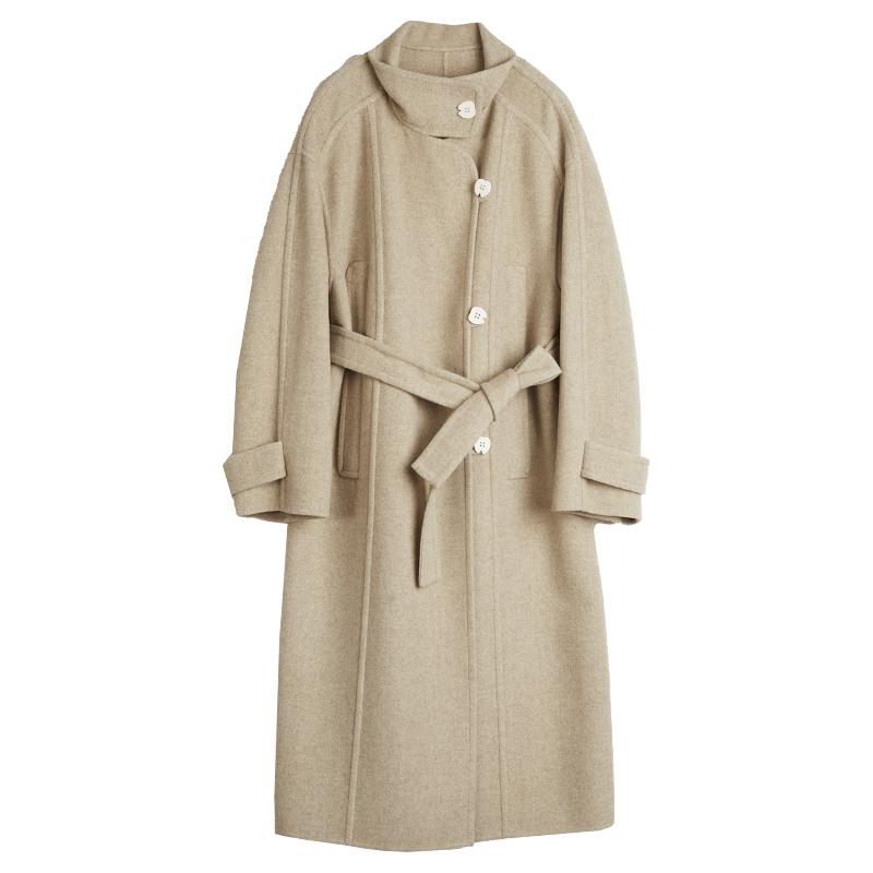 绵羊毛长款双面呢大衣ELLE