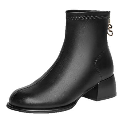 卓诗尼英伦风厚底秋冬季加绒短靴