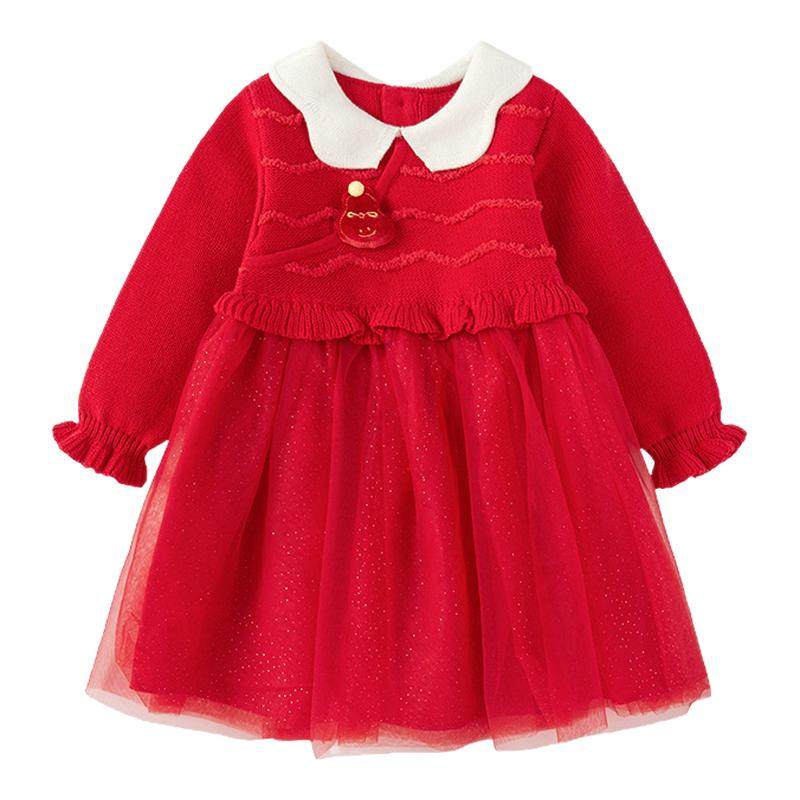 巴拉巴拉女童连衣裙小童宝宝新年针织裙儿童红色裙子秋季新款童装,童装/婴儿装/亲子装,连衣裙,淘宝优惠券,粉丝福利购,淘宝优惠卷