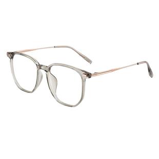 蔡司轻质镜框镜架女可配度数冷茶色钛架素颜大方框防蓝光近视眼镜