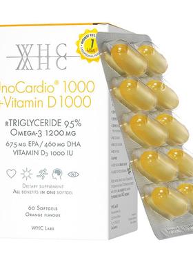 WHC小千金深海鱼油DHA维生素D3胶囊omega3高纯度rTG结构成人60粒