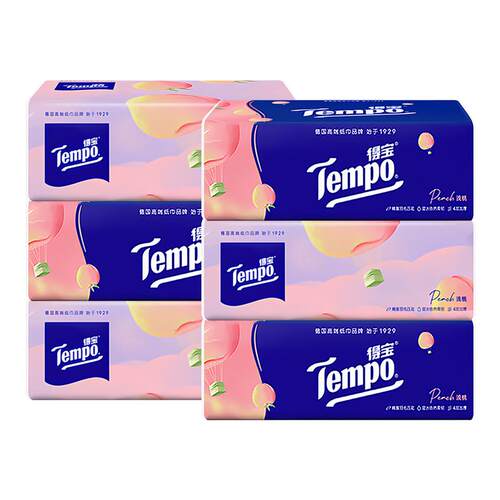 tempo得宝甜桃味加厚90抽抽纸巾