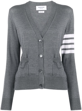 [6期免息][典彩系列]THOM BROWNE 女士四条纹休闲针织开衫薄外套