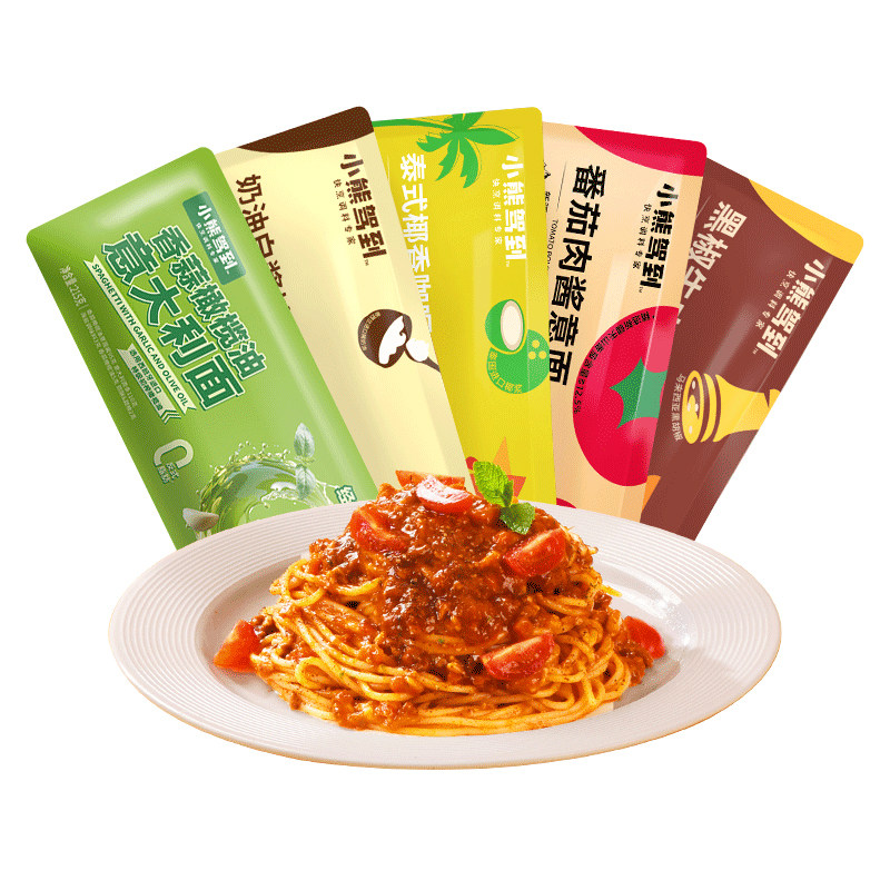 小熊驾到意面速食意大利面番茄肉酱包早餐面番茄肉酱儿童螺旋意面,粮油调味/速食/干货/烘焙,意大利面,淘宝优惠券,粉丝福利购,淘宝优惠卷