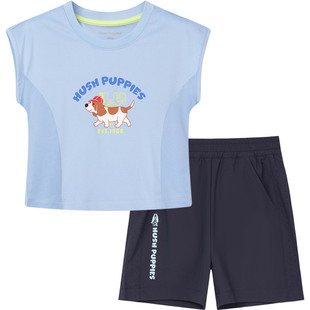 男童套装 儿童休闲短裤 2026夏季 小童卡通速干圆领衫 新款 暇步士童装