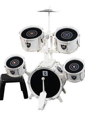 俏娃大白金架子鼓儿童玩具初学者入门家用练习爵士鼓打鼓乐器3岁6