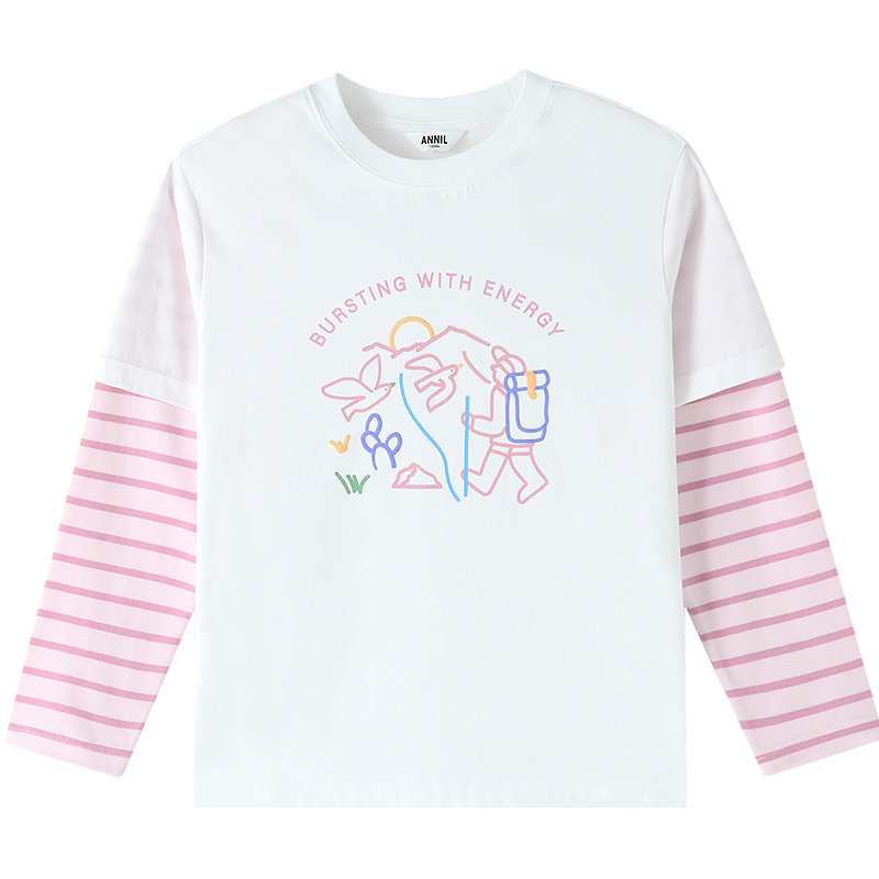 【户外系列】安奈儿童装男女童圆领长袖T恤针织衫2026春宽松透气