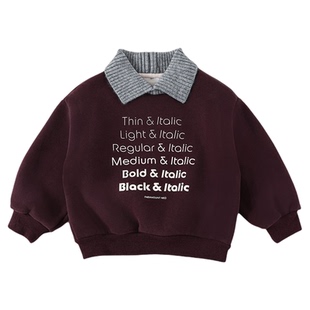 儿童加绒卫衣冬季2026新款中小童长袖上衣男女宝宝保暖衣服AS946