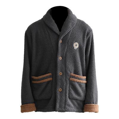 睡衣男秋冬加厚加绒法兰绒套装珊瑚绒家居服开衫拉链大码保暖冬装