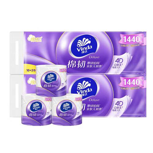 维达12卷4层无香可冲水厕所纸