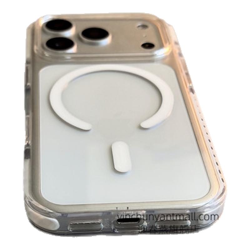 白色晶盾磁吸适用苹果17手机壳16Pro透明15pro简约16高级感iPhone15防摔14新款17pro全包16promax男女14pro