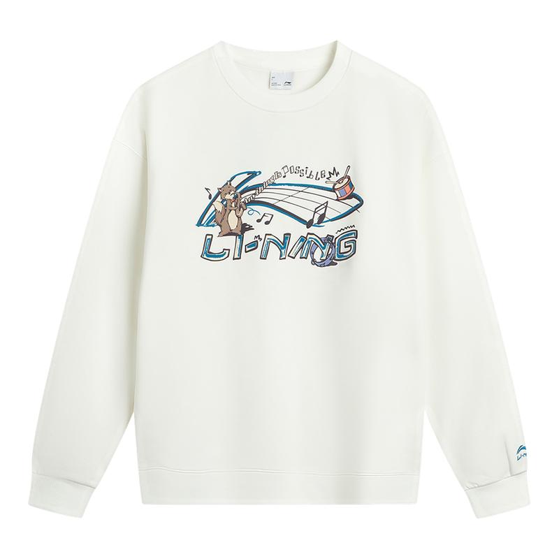 李宁加绒卫衣女士秋冬新款保暖圆领长袖上衣加厚套头衫运动服女装