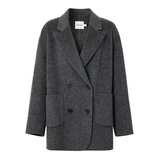 女装 2024新款 落肩双排扣翻驳领长毛双面呢90124380804 冬季 红袖