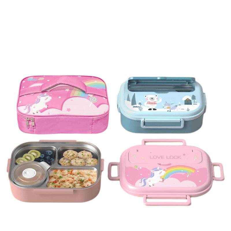 韩国316不锈钢儿童饭盒卡通保温餐盒分格小学生上班族便当盒餐盘