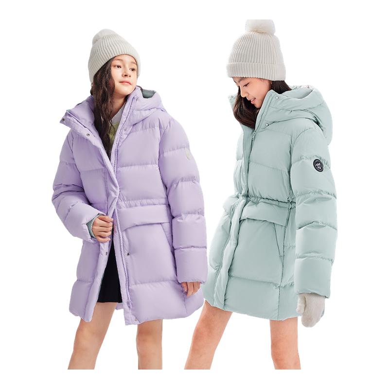 水孩儿中长女童收腰工装风羽绒服