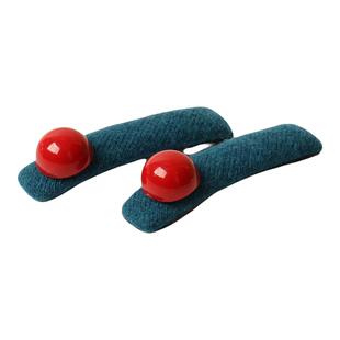 简约红珠子撞色发夹小众发饰蓝色侧边夹头饰女新款对夹碎发刘海夹