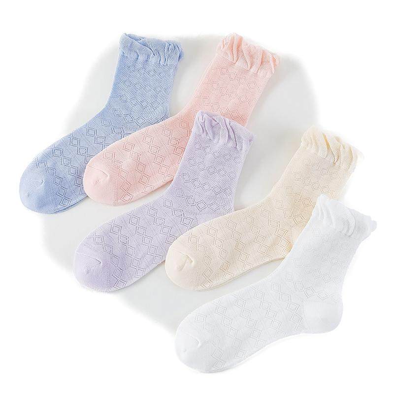 雪翅马100%棉女袜可爱花边网眼透气吸汗纯棉公主袜小姐姐中筒袜子,女士内衣/男士内衣/家居服,中筒袜,淘宝优惠券,粉丝福利购,淘宝优惠卷