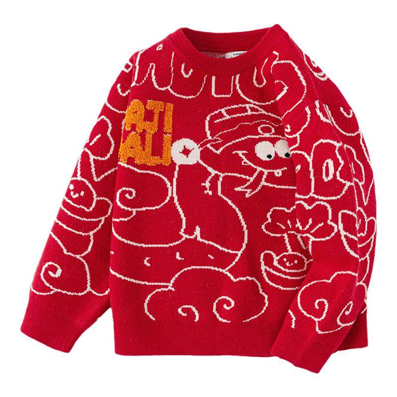 巴拉巴拉男童毛衣宝宝红色针织衫儿童过年衣服秋冬款童装拜年服潮,童装/婴儿装/亲子装,毛衣/针织衫,淘宝优惠券,粉丝福利购,淘宝优惠卷