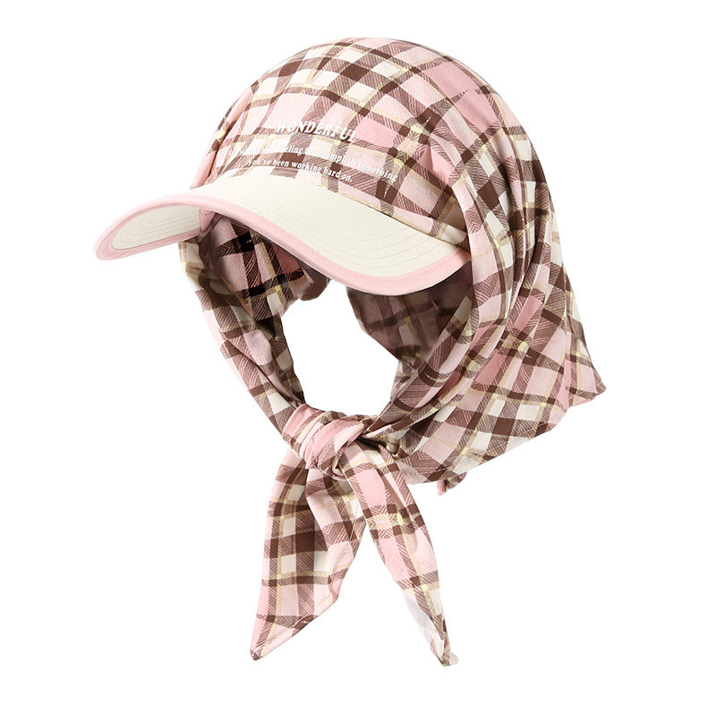 CACUSS格子滑板帽子女春夏时尚撞色头巾帽户外休闲绑带遮阳鸭舌帽