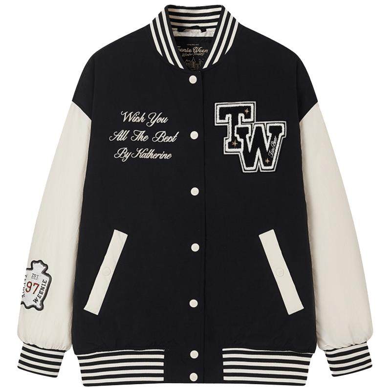 TeenieWeenie小熊奥莱秋季休闲学院风红色棒球服棉服外套