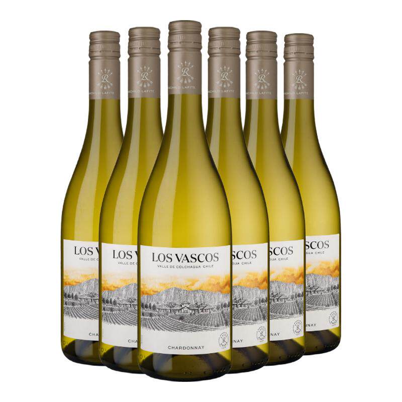拉菲LAFITE巴斯克智利原瓶葡萄酒霞多丽干白葡萄酒6支聚会派对酒