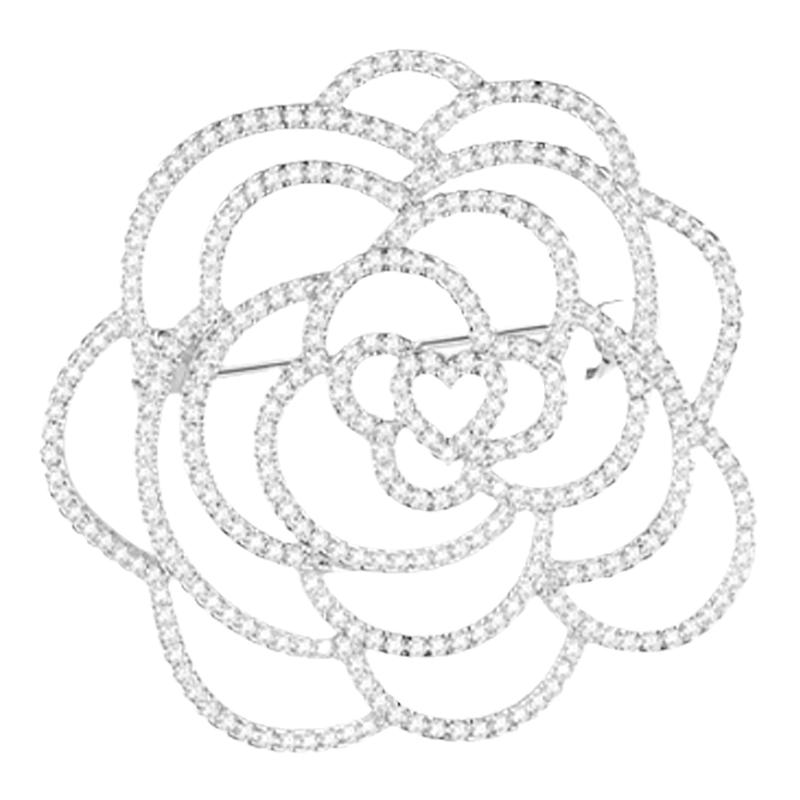 山茶花胸针女高档奢华气质精致胸花别针小香风设计感小众西装配饰