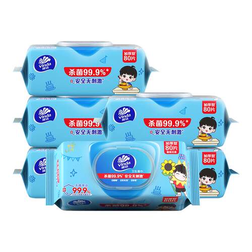 维达杀菌湿巾80抽12包实惠装
