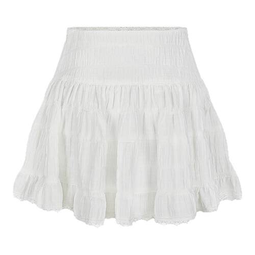 MOUSSY 春季新品蕾丝下摆刺绣logo短裙半身裙028JSX31-1063
