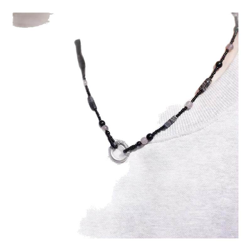 实心平安扣999纯银玛瑙项链少年感男生男款生日礼物高级感送男友