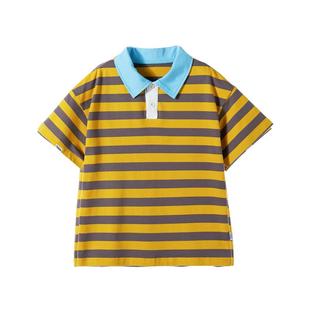 男女童休闲条纹短袖 mipo儿童春夏酷潮polo衫 柔软亲肤洋气