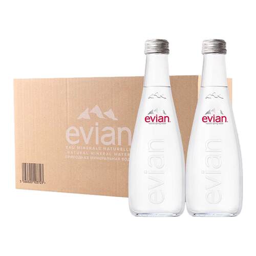 法国evian依云进口玻璃瓶天然矿泉水330ml-750ml弱碱性家庭饮用水 - 封面