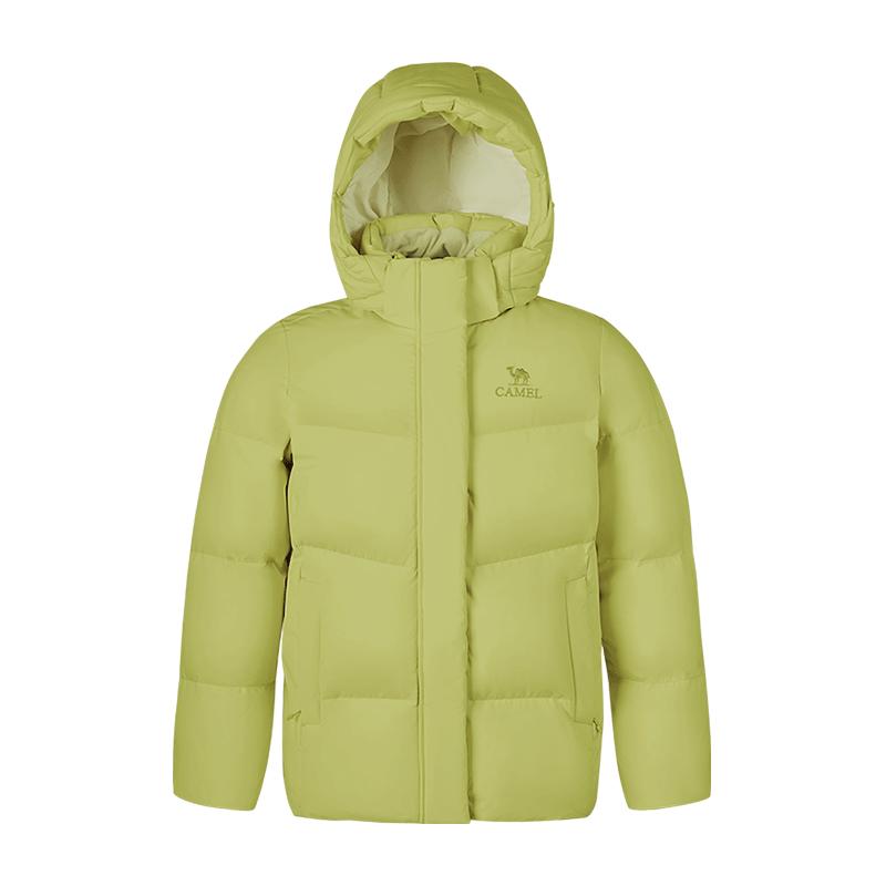 骆驼女装三防羽绒服2025冬季绿色新款防风面包服短款轻薄羽绒外套