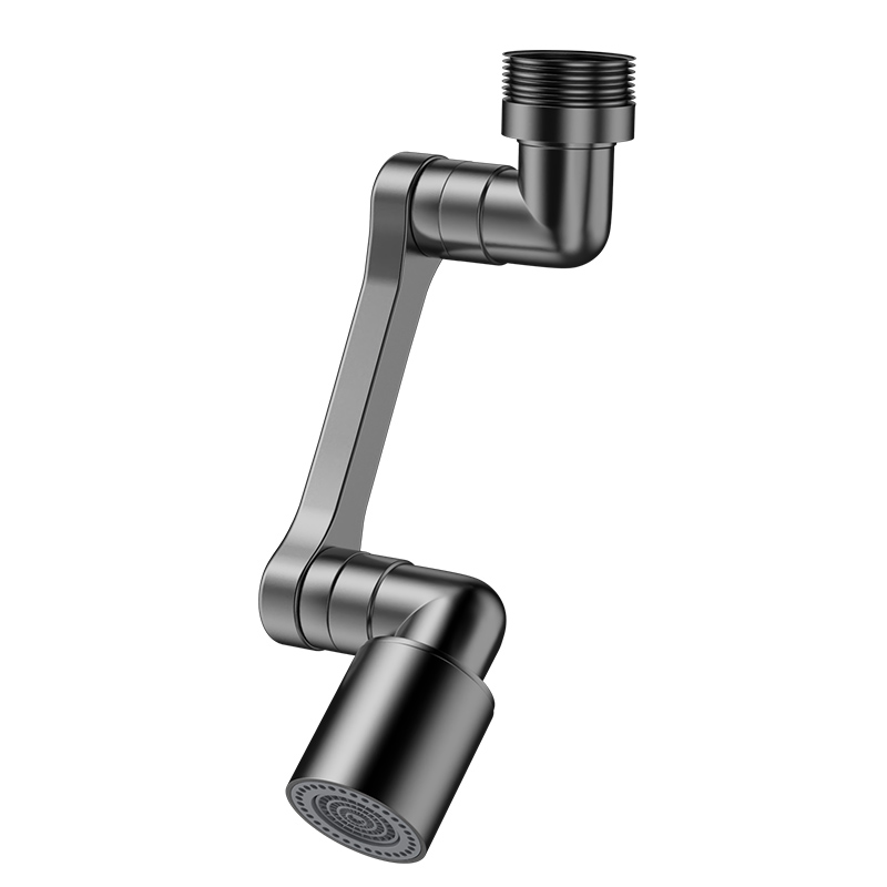 枪灰全铜机械臂万向水龙头延伸器洗漱台可旋转全铜接头防溅水神器