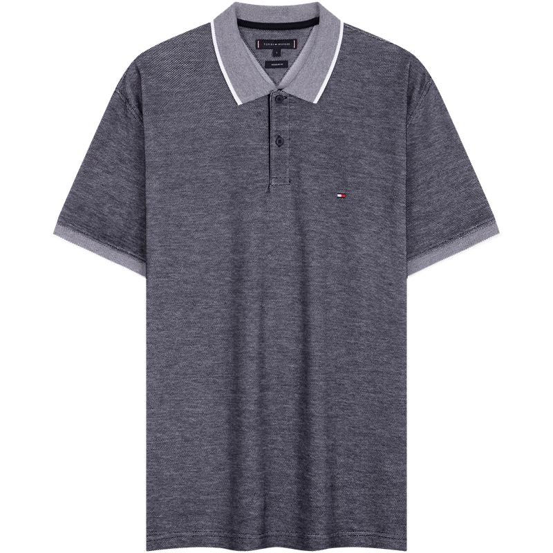 Tommy男装撞色翻领纯棉短袖POLO