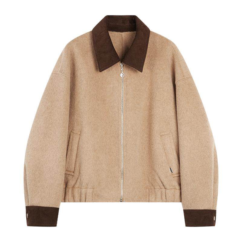 【100%绵羊毛】ELLE灯芯绒毛呢夹克外套女2025冬季新款双面呢大衣,女装/女士精品,毛呢外套,淘宝优惠券,粉丝福利购,淘宝优惠卷